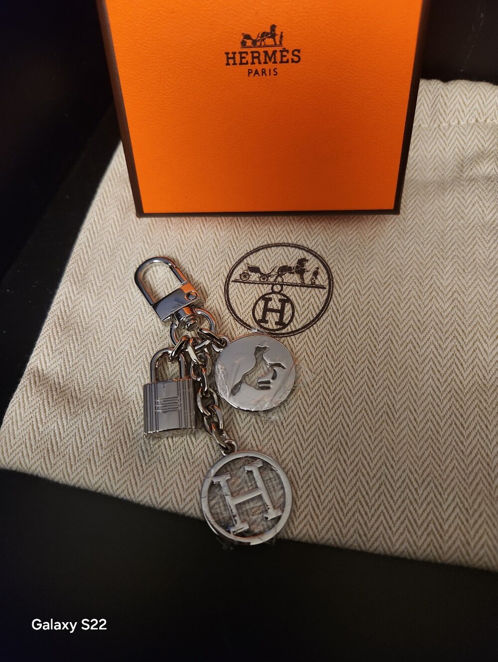Men's Hermes Silver-Tone Keychain Or Belt Loop Charm